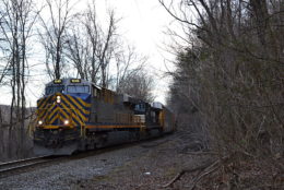 NS 290 is led by CREX ES-44AC #1345 up Linden Hill on 2/4/2017