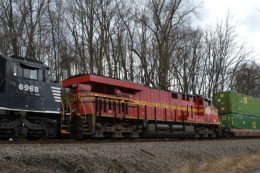 NS ES-44AC #8114 (original Norfolk Southern heritage unit) trails on train 211 through Markham, Va on 3/1/2017