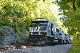 NS train 16T is led by NS SD60E #7008 northbound near Front Royal, Va on 9/13/2017.