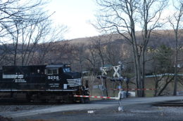 NS train 203 is led by NS D9-44CWs #9256 (Operation LifeSaver paint) east past the Fiery Run Road crossing near Linden, Virginia on 4/4/2018.