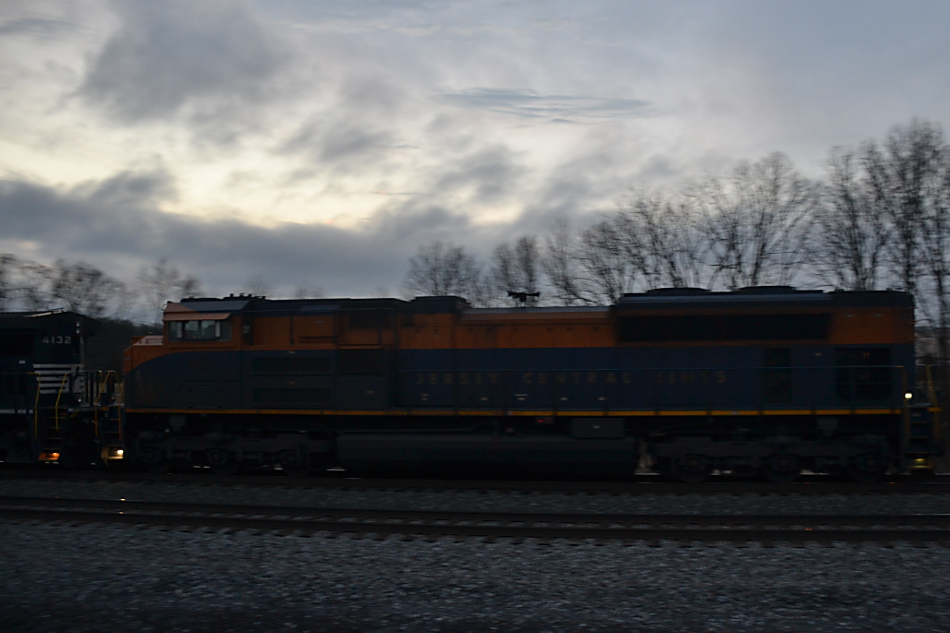 NS SD70ACe #1071 (Central Railroad of New Jersey heritage unit) pushes train 740 through Cedarville, VA on 2/7/2019.