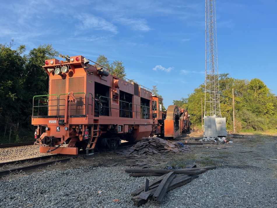 Norfolk Southern maintenance of way ballast cleaning equipment