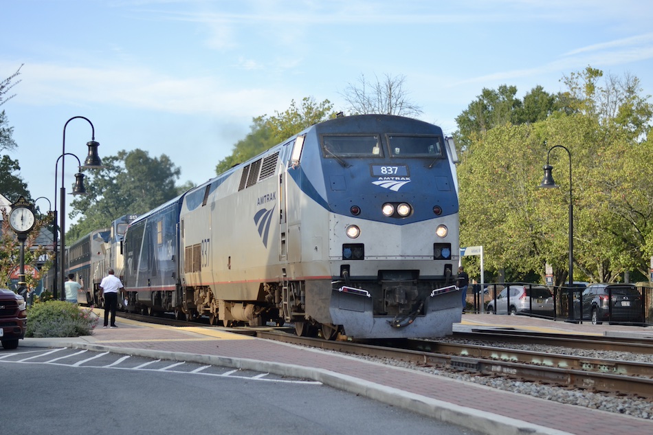 Amtrak Auto Train passing the Ashland depot